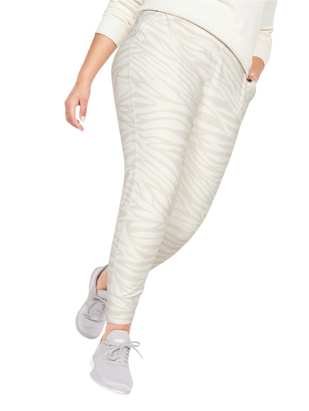 Old Navy PowerSoft Joggers High Waisted 7/8 Activewear Leggings - White Zebra 🦓